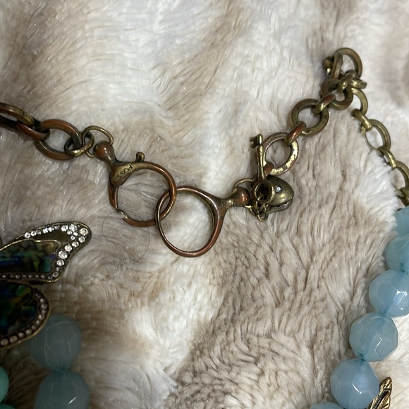 Fossil Rustic metal ~blue beads crystals - Picture 9 of 9